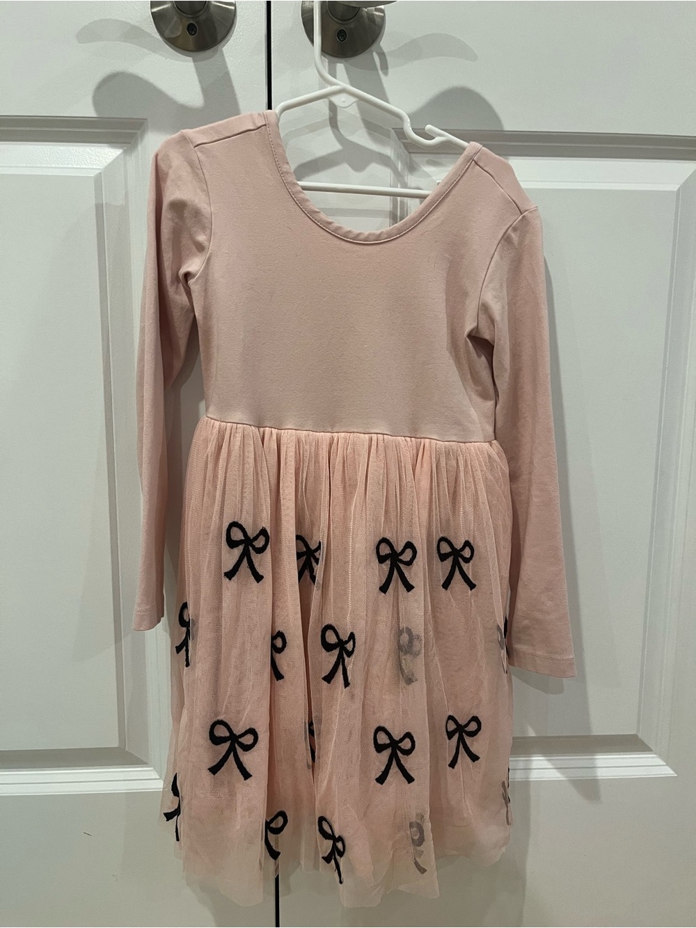 Hanna Andersson Pink Long-Sleeve Tulle Bow Dress
